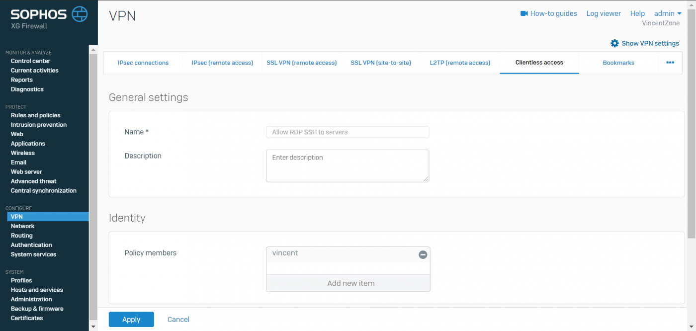 Hướng dẫn cấu hình VPN Clientless trên Sophos XG - SHOPVIENTHONG